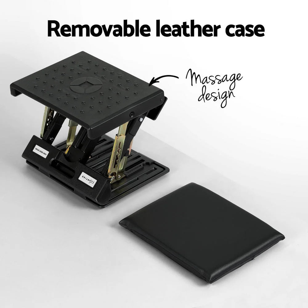 Stool Office Under Desk Fold with Footrest Massage Cushion Pad Black