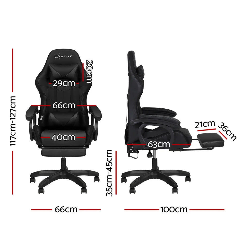 Artiss Gaming Office Chair 12 RGB LED Massage Computer Work