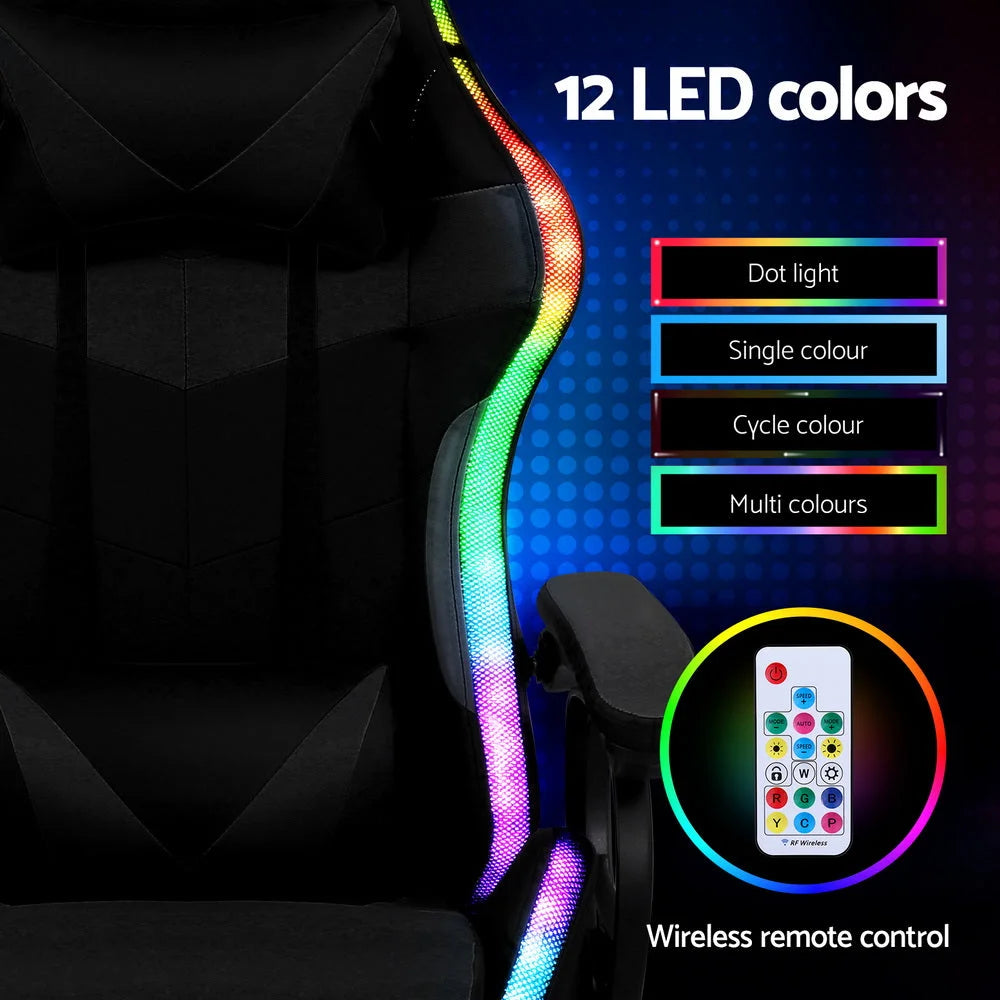 Artiss Gaming Office Chair 12 RGB LED Massage Computer Work