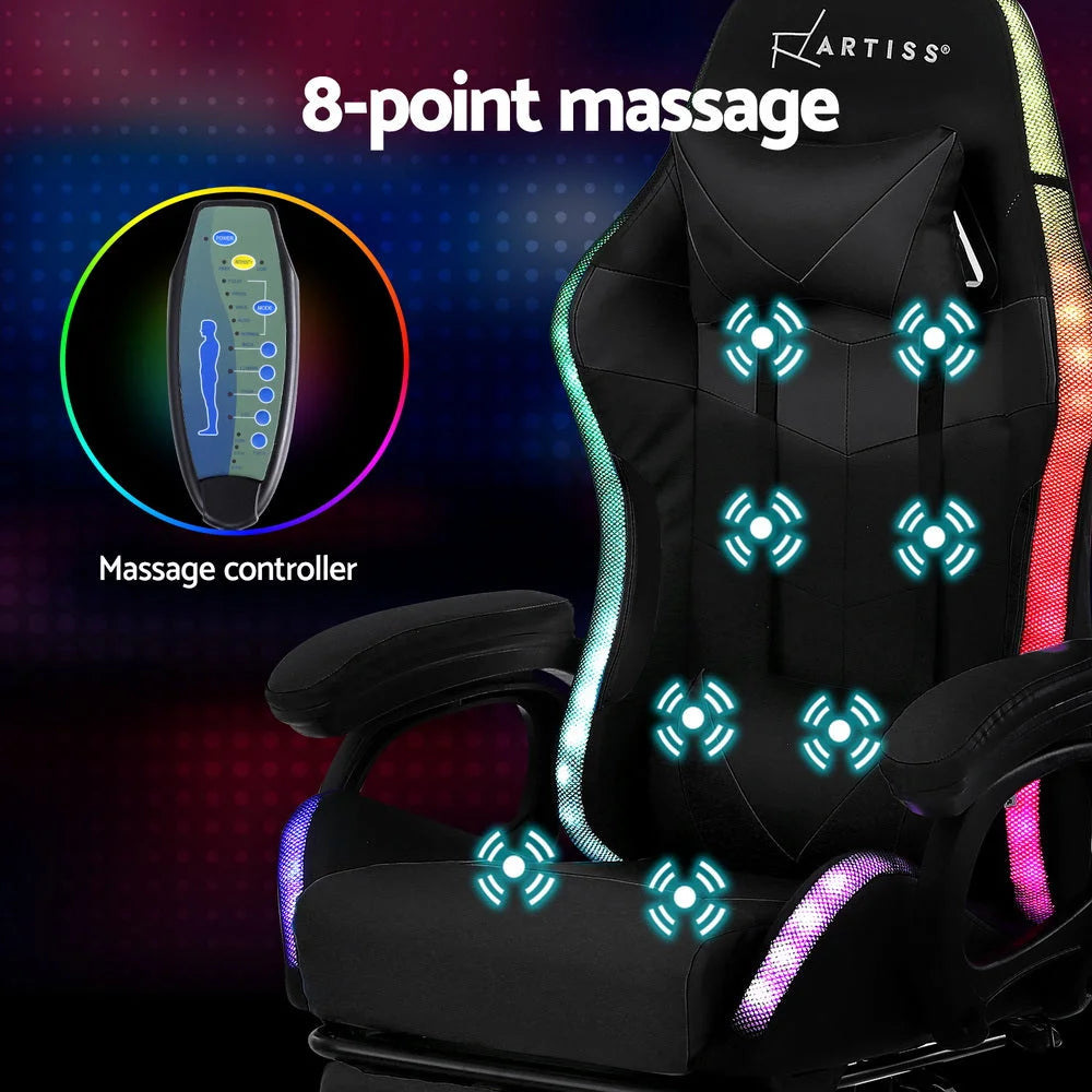 Artiss Gaming Office Chair 12 RGB LED Massage Computer Work