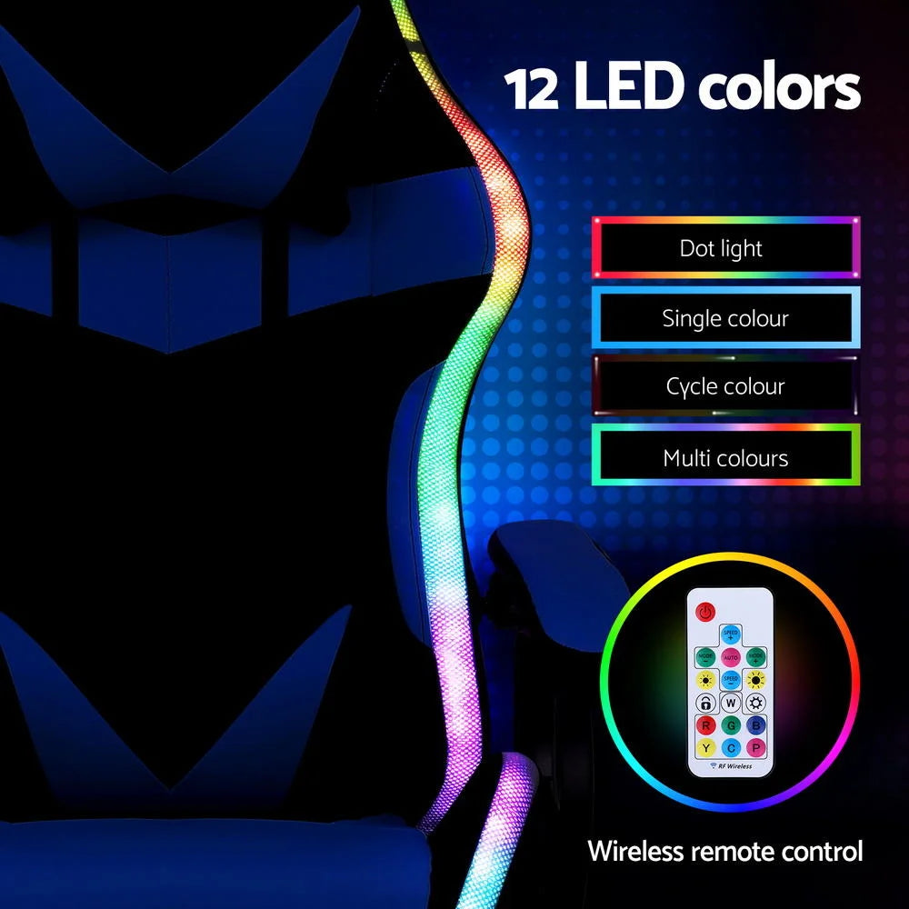 Artiss Gaming Office Chair 12 RGB LED Massage Computer Work