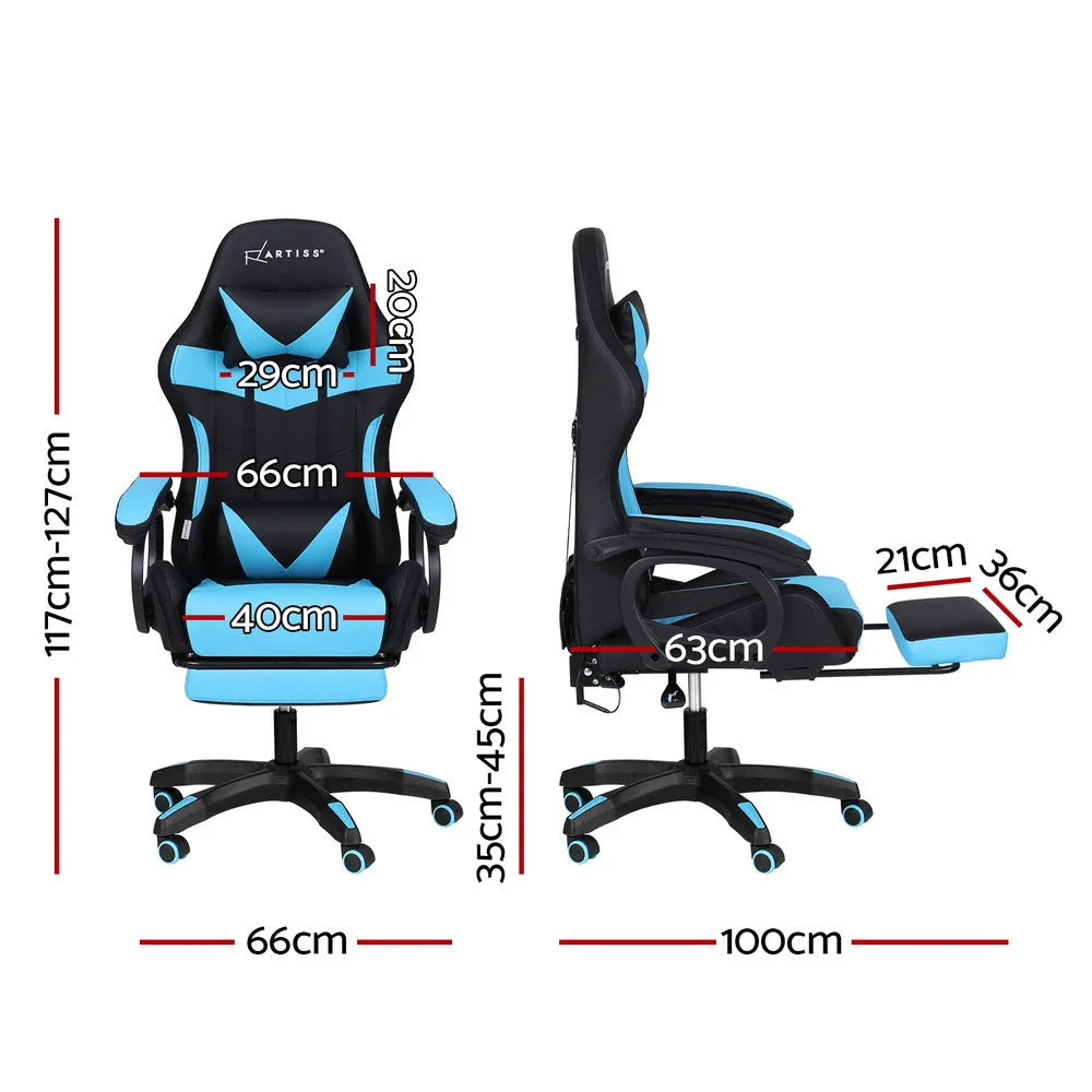 Artiss Gaming Office Chair 12 RGB LED Massage Computer Work