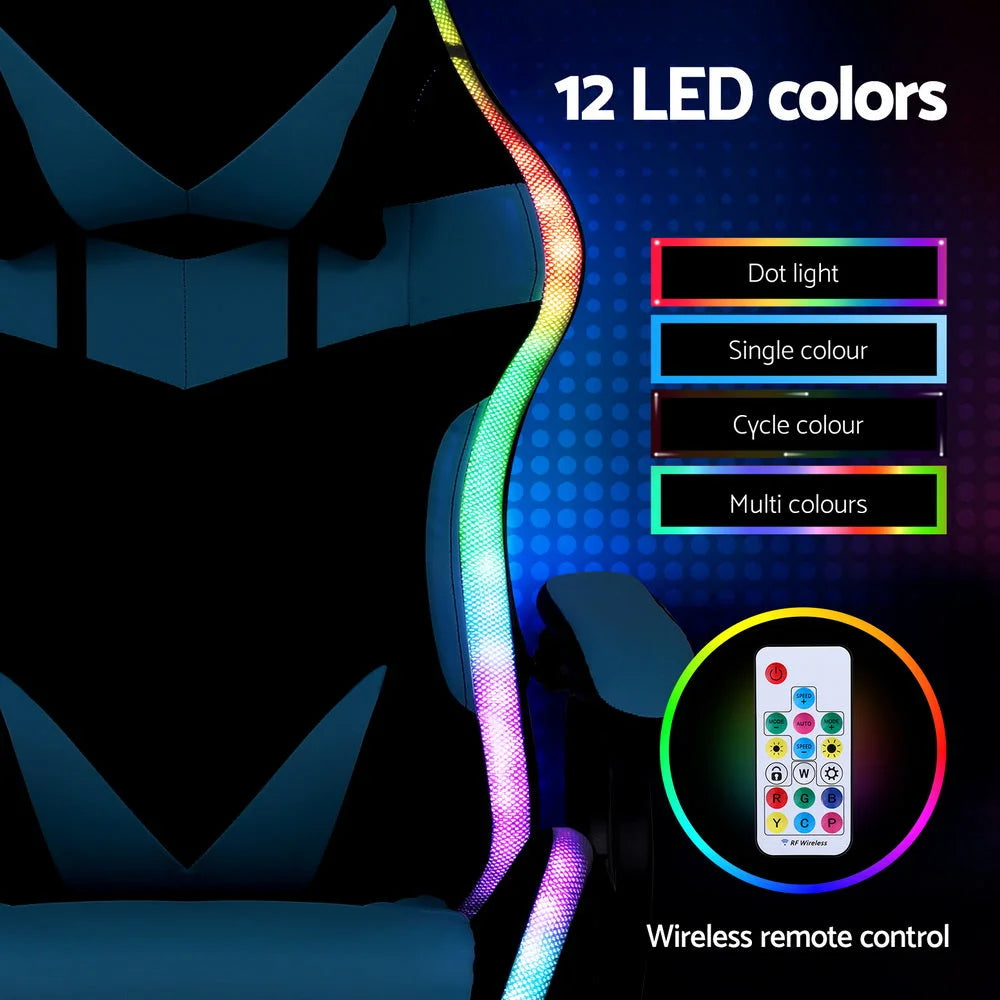 Artiss Gaming Office Chair 12 RGB LED Massage Computer Work