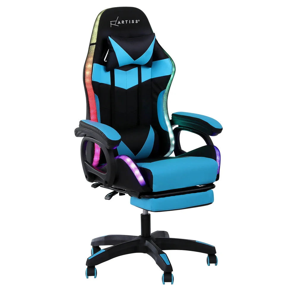 Artiss Gaming Office Chair 12 RGB LED Massage Computer Work