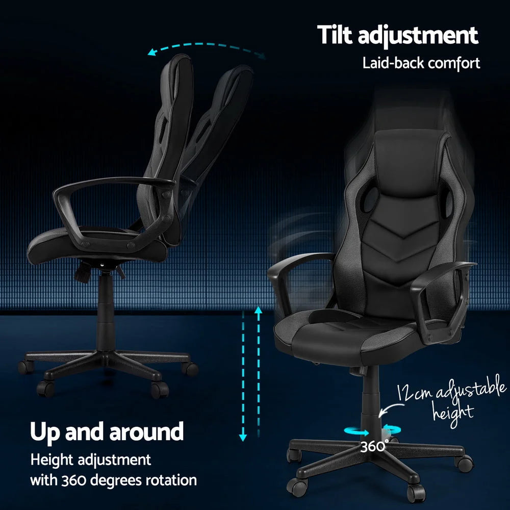 Artiss Gaming Office Chair Computer Chairs Grey - Furniture