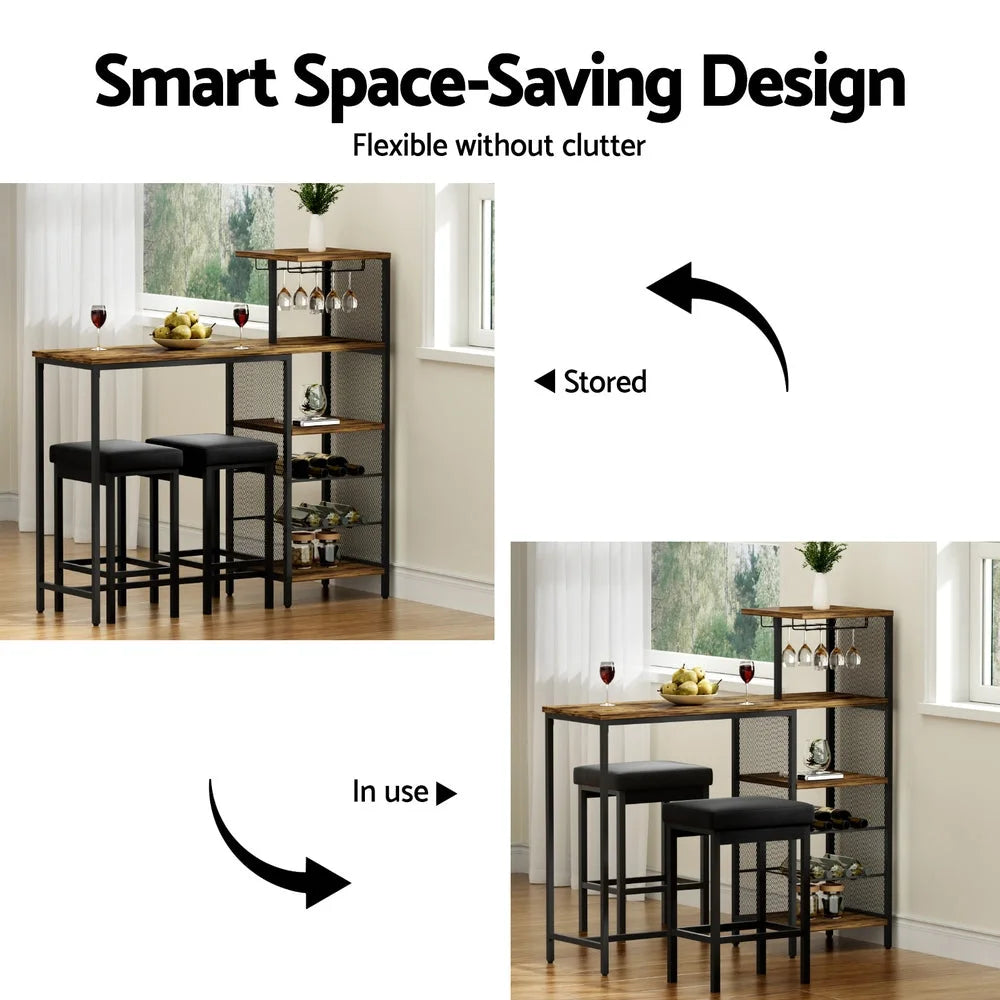 Walnut 122cm storage rack with frame detail shown