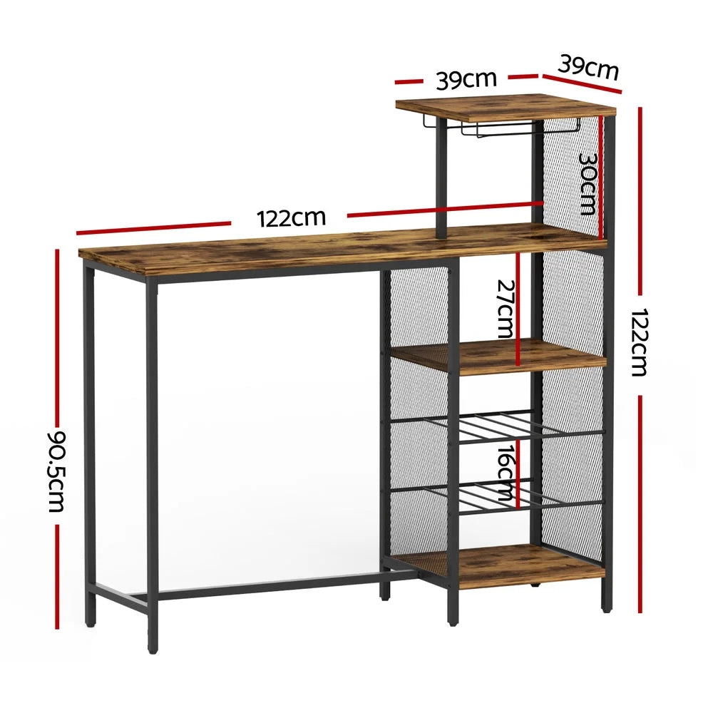 Industrial Bar Table with Wine Rack