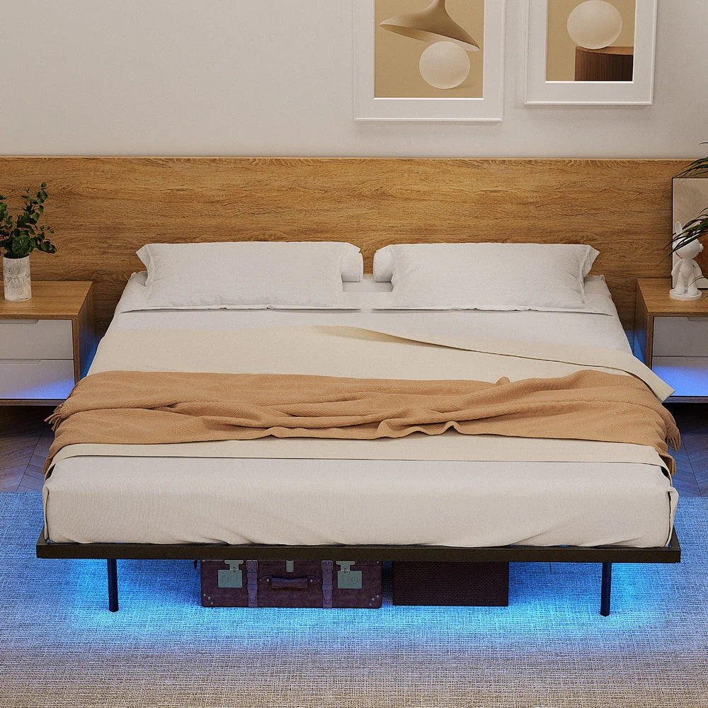 Artiss King Bed Frame,Floating Metal Bed Frame with Smart