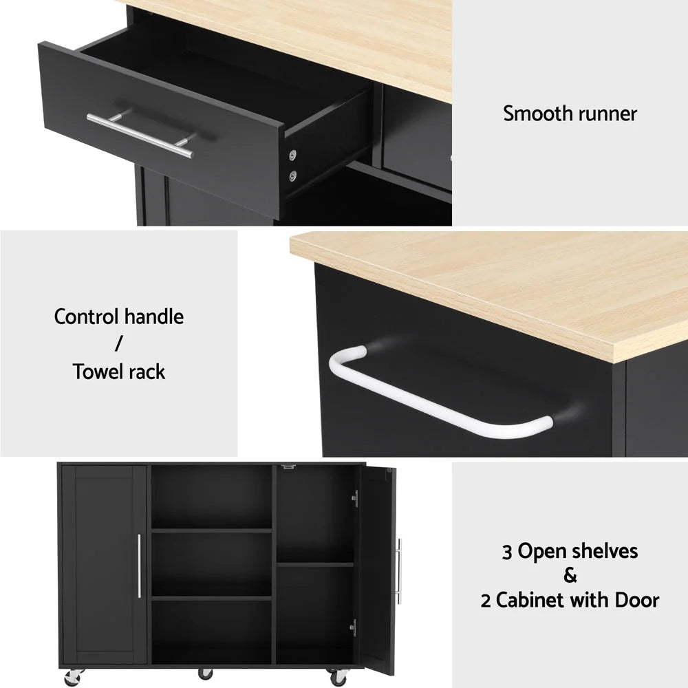 Black 100cm storage cabinet with doors and storage compartments