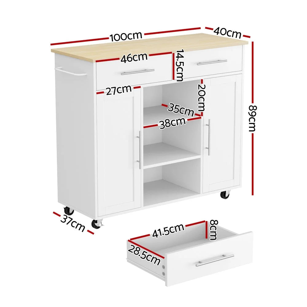 White 100cm storage cabinet with doors and storage compartments