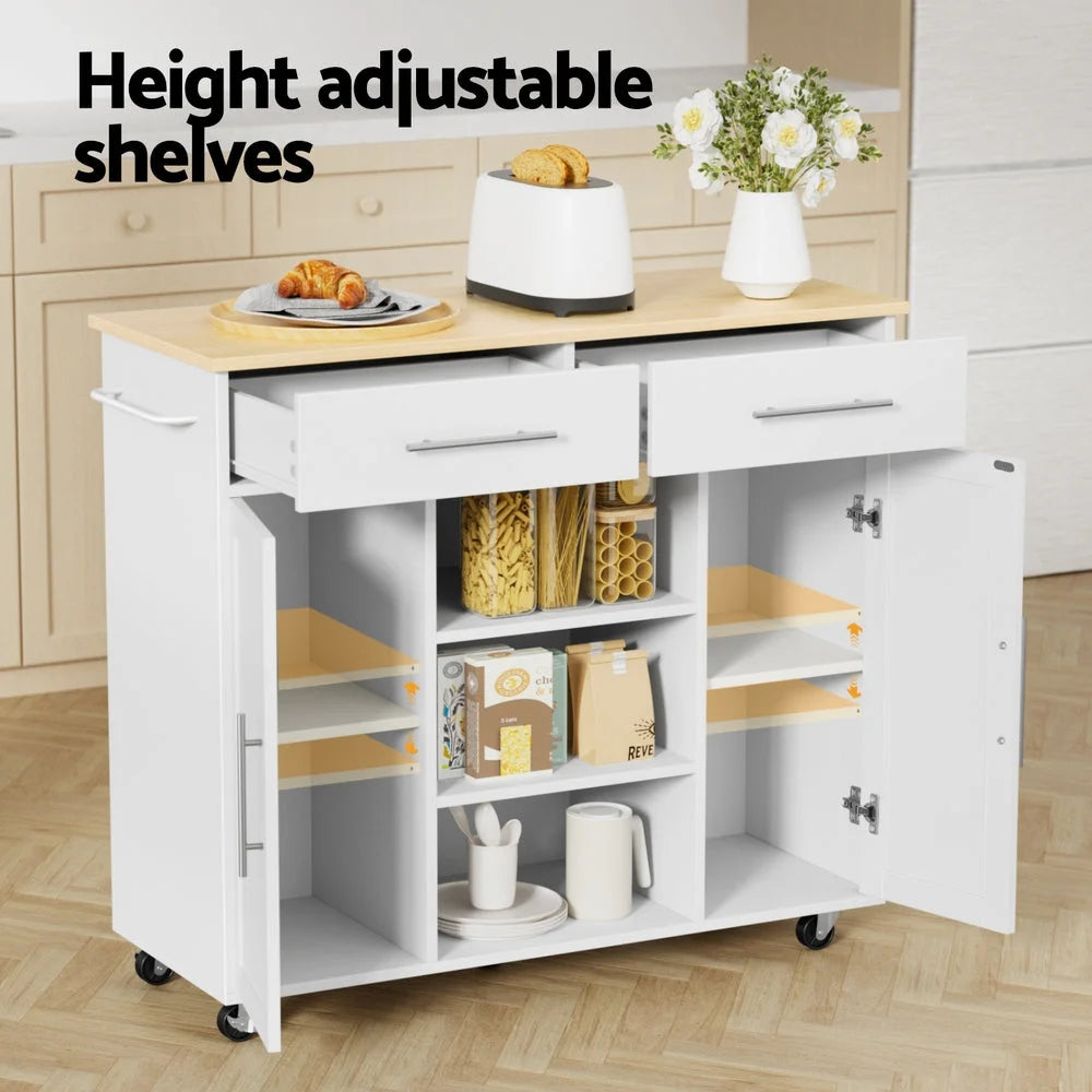 Storage cabinet with kitchen island trolley rolling serving