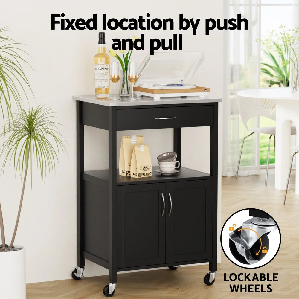 Artiss Kitchen Island Trolley Rolling Serving Cart Storage