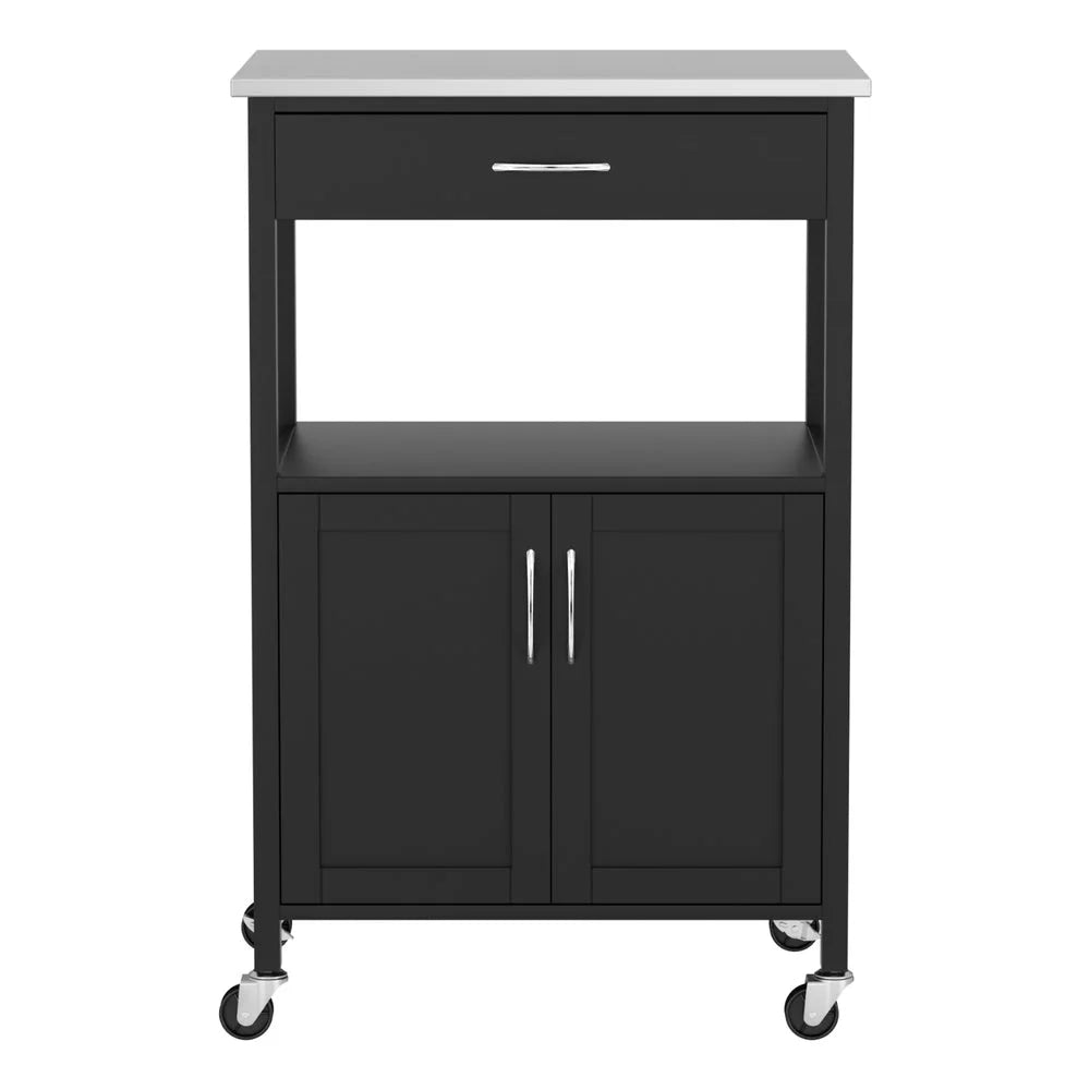 60cm kitchen island trolley with handle rail and shelf tiers