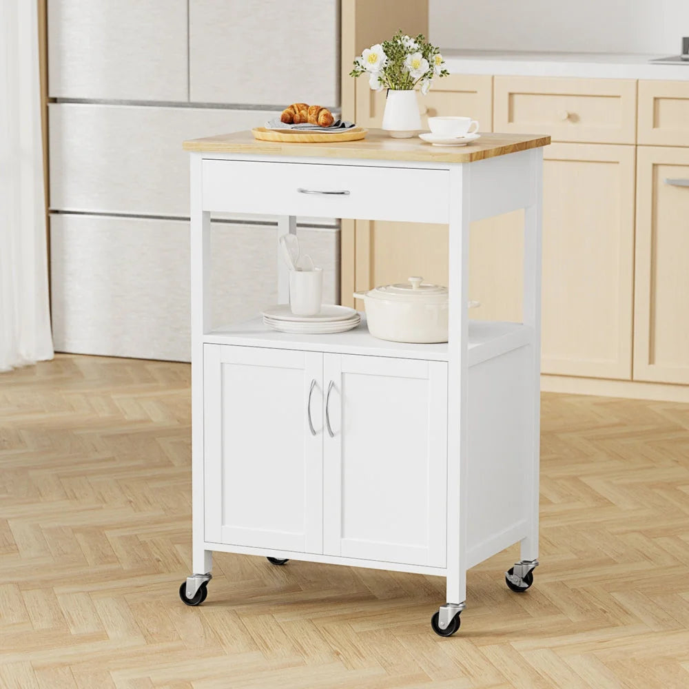60cm kitchen island trolley with portable shelves and caster wheels