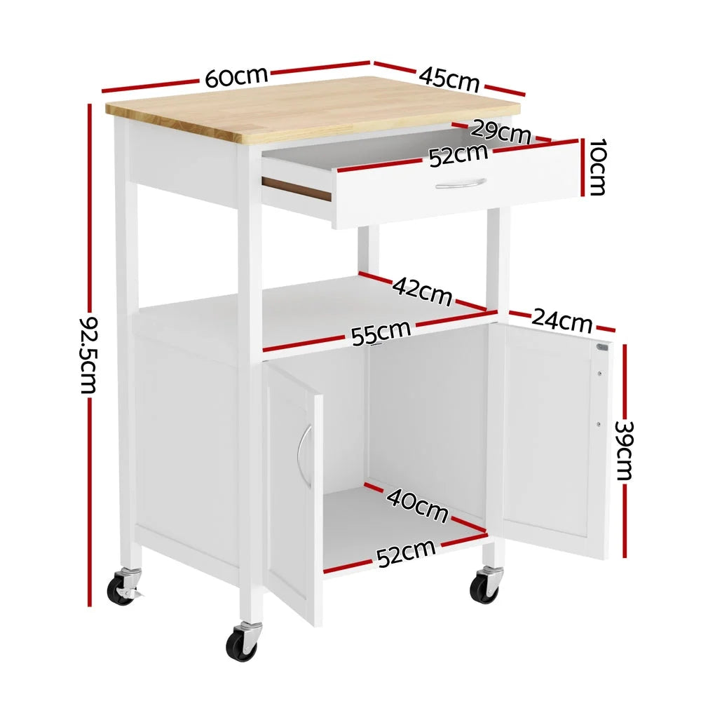 Kitchen Island Trolley Rolling Serving Cart Storage Drawer