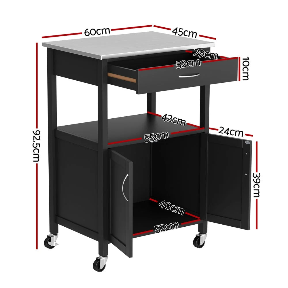 Kitchen Island Trolley Rolling Serving Cart Storage Drawer Cupboard