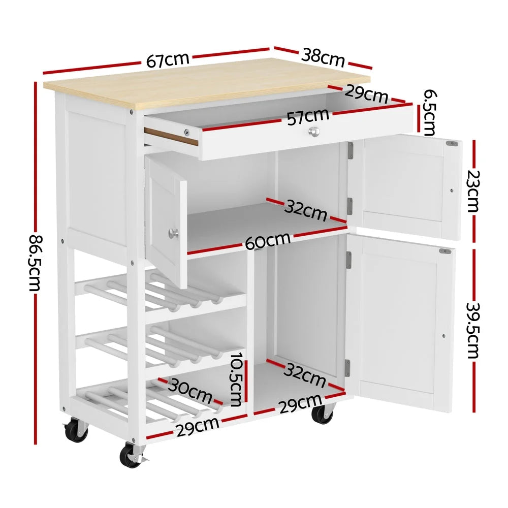 Cart with kitchen island trolley rolling serving