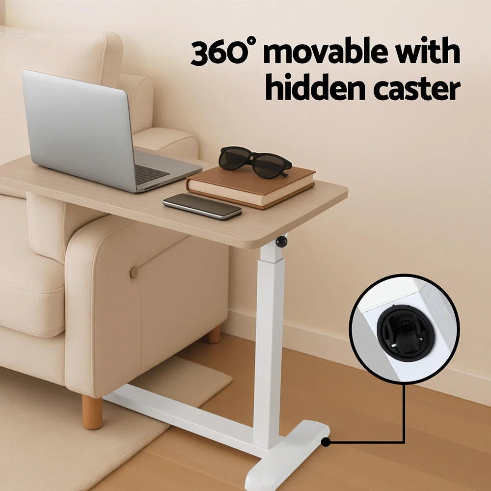 Desk with laptop height adjustable mobile