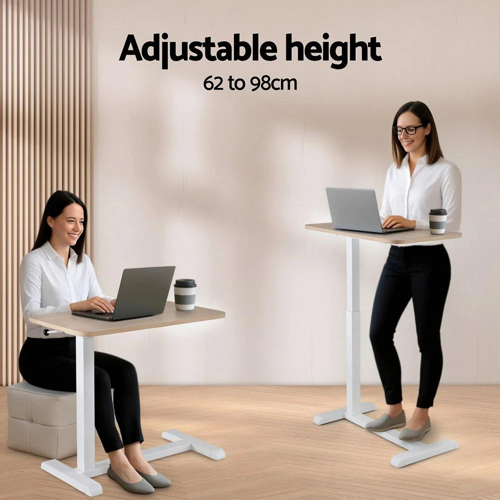 Desk with laptop height adjustable mobile workstation
