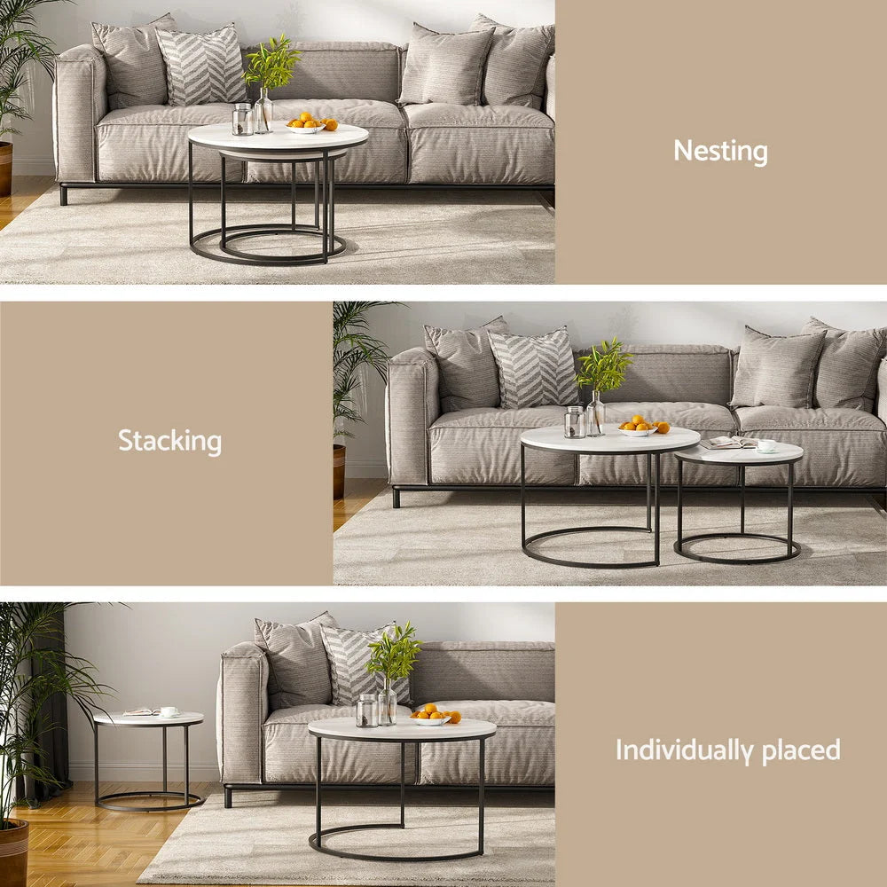 Marble coffee table with rectangular top and side supports