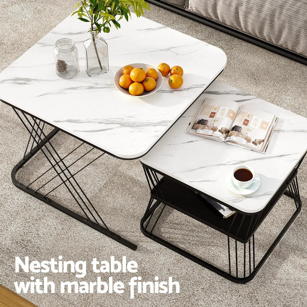 Coffee table with low table top and lower shelf