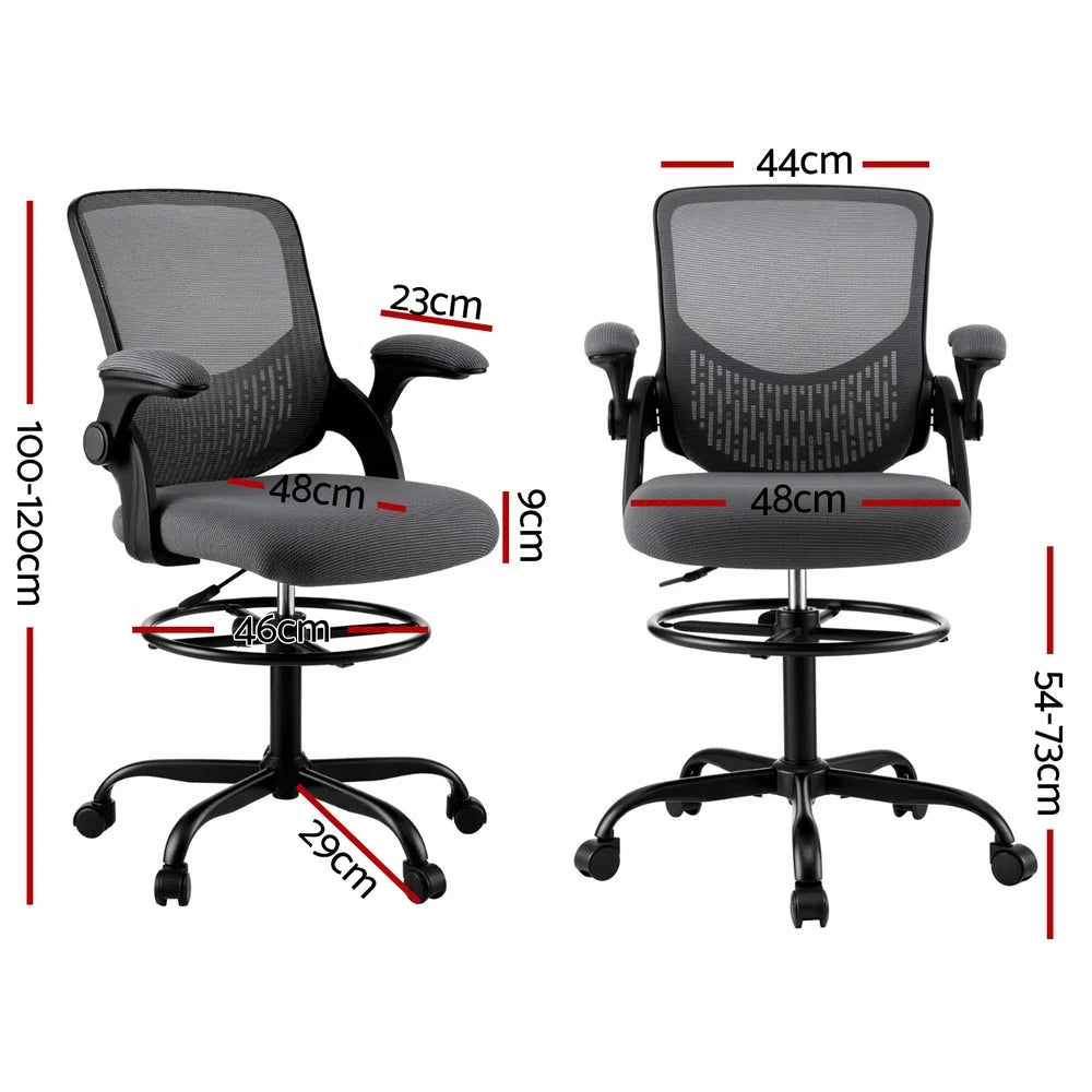 Office chair with drafting chairs seat and backrest