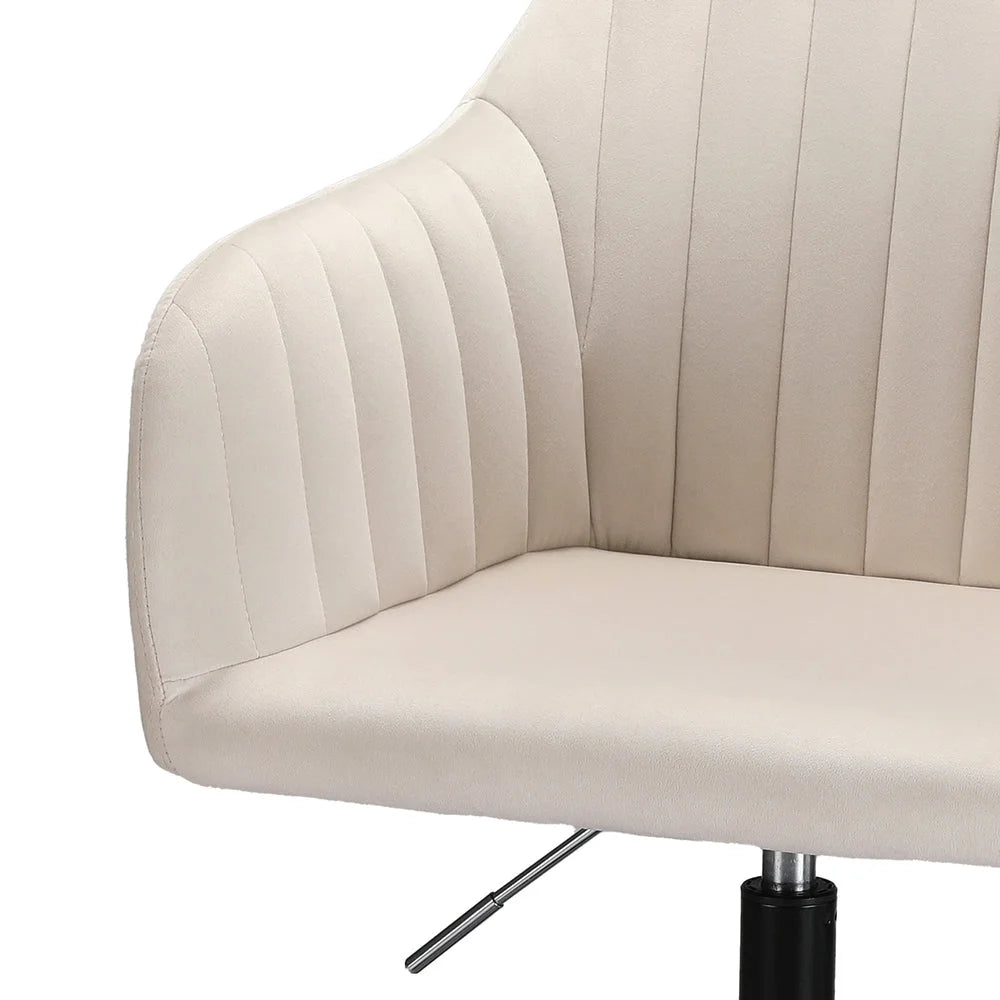 Artiss Office Chair Velvet Seat Cream - Furniture > Office