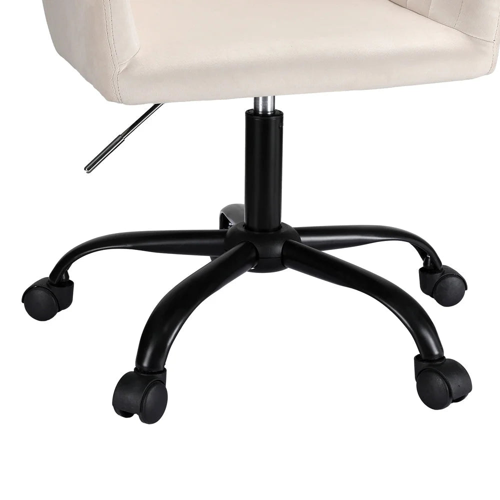 Artiss Office Chair Velvet Seat Cream - Furniture > Office