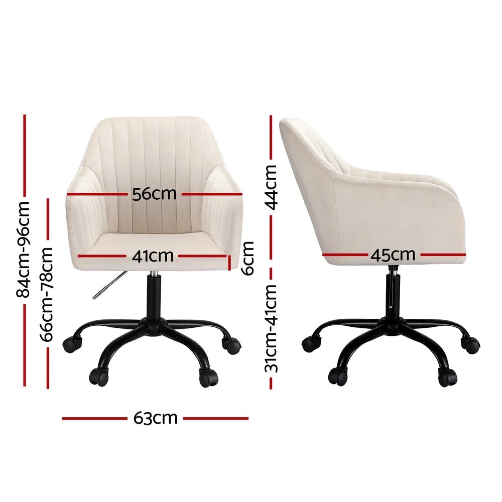 Artiss Office Chair Velvet Seat Cream - Furniture > Office