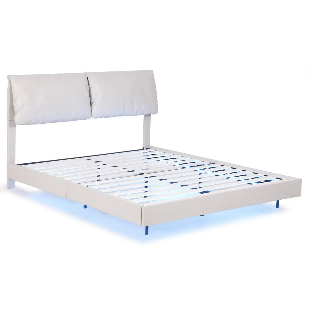 Artiss Queen Bed Frame RGB LED Floating Beds Adjustable