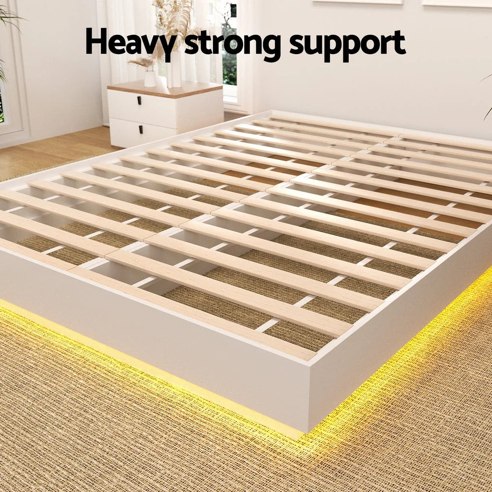Artiss Queen Bed Frame with 16Colour Led Light Wooden