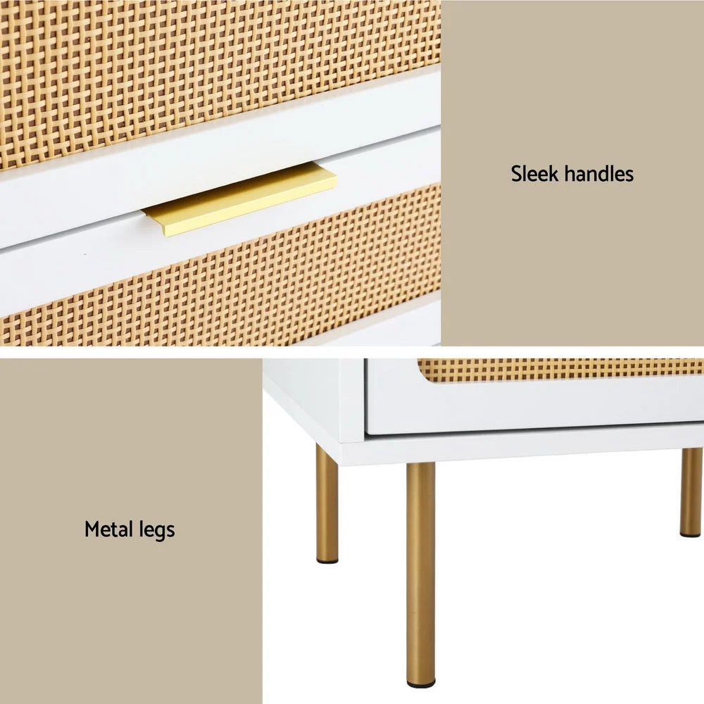 Rattan bedside table drawers table