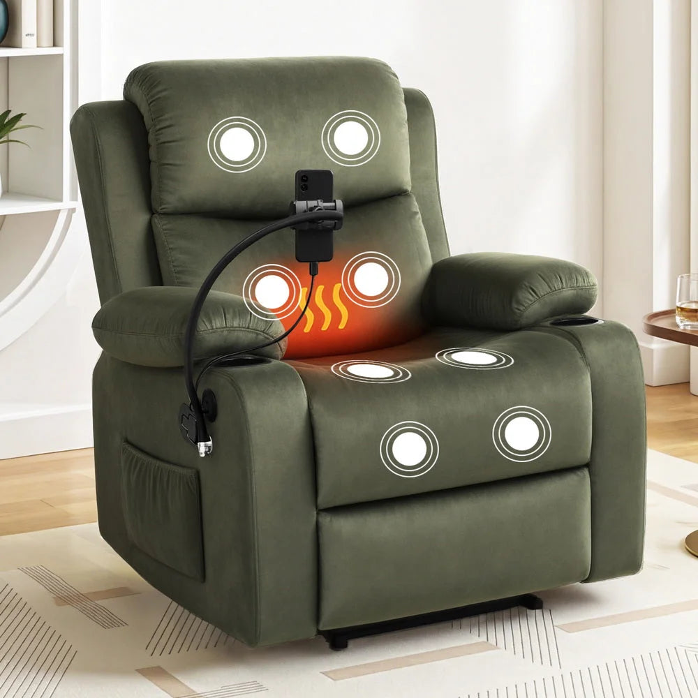 Artiss Recliner Chair Heated Massage Chair with Phone
