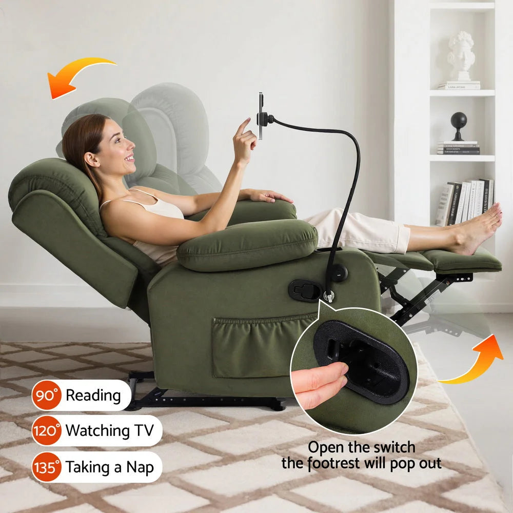 Artiss Recliner Chair Heated Massage Chair with Phone