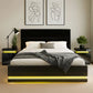2 bed frame with rgb led queen beside