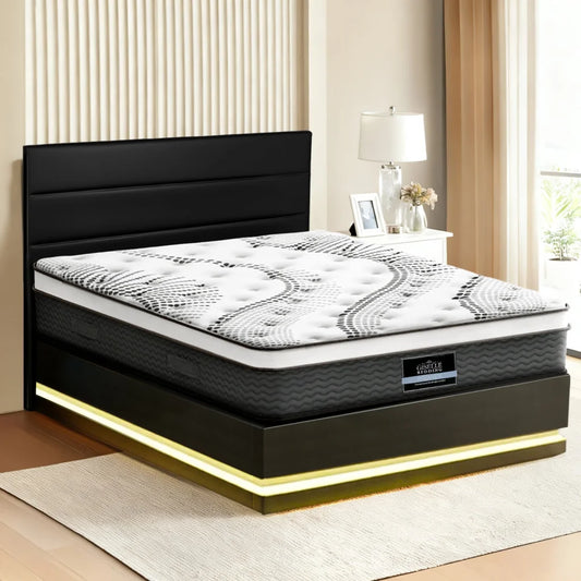 Artiss RGB LED Queen Bed Frame with 32cm Giselle Mattress