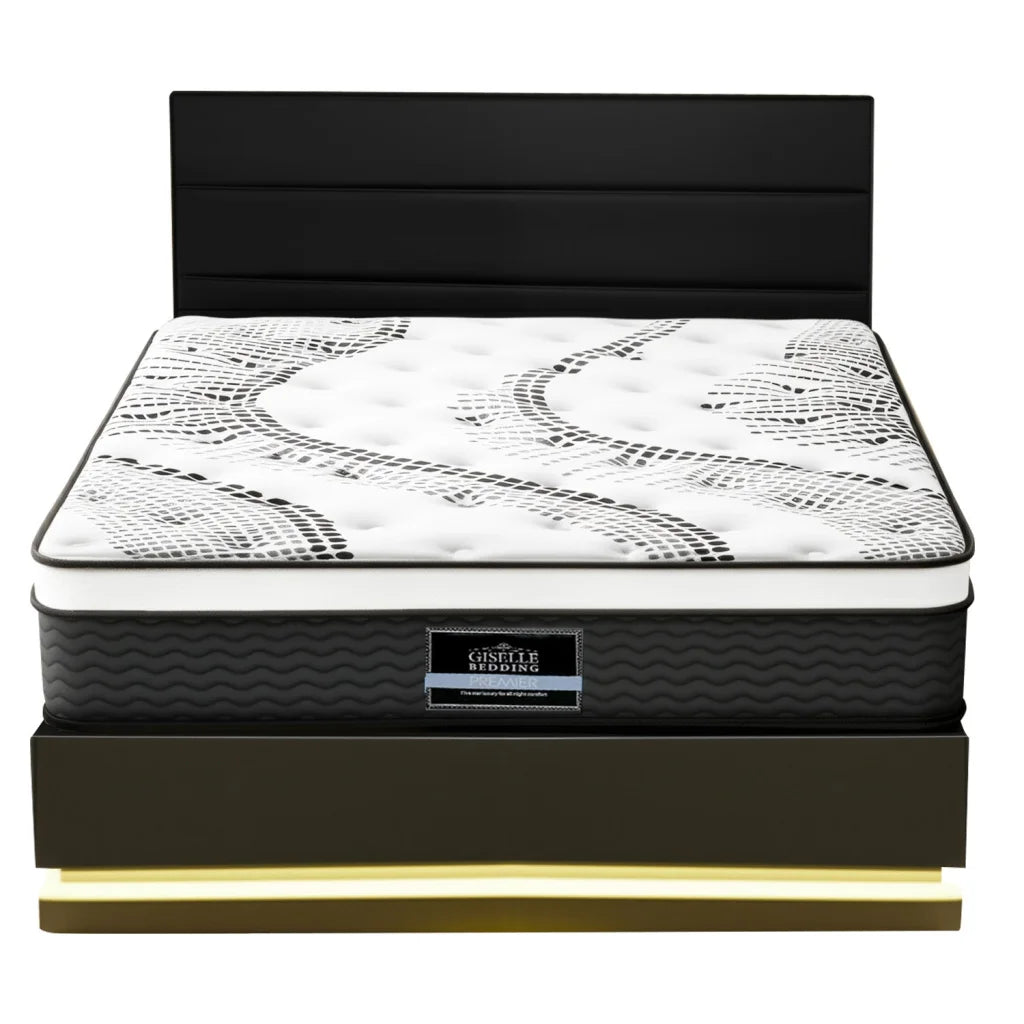 Bed frame with rgb led queen mattress bedroom