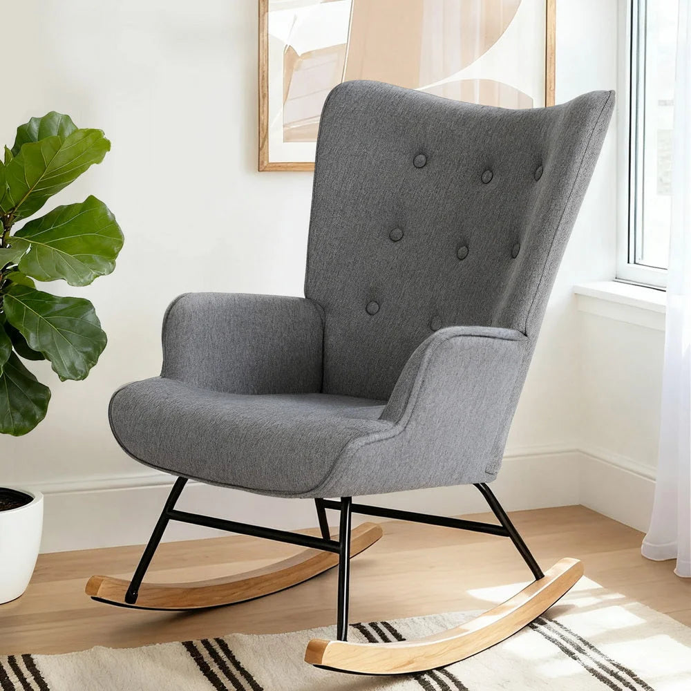 Grey fabric lounge armchair