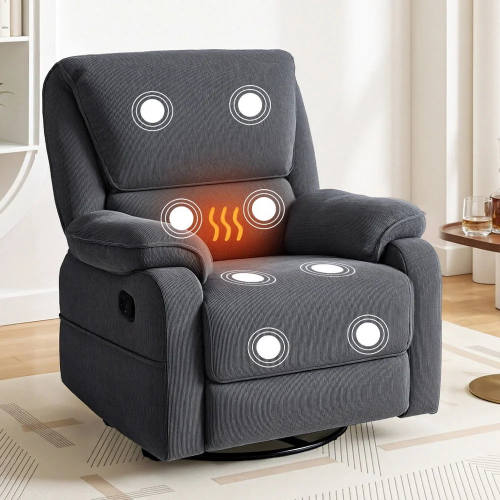 Artiss Rocking Recliner Chair 360 Swivel Massage Heated