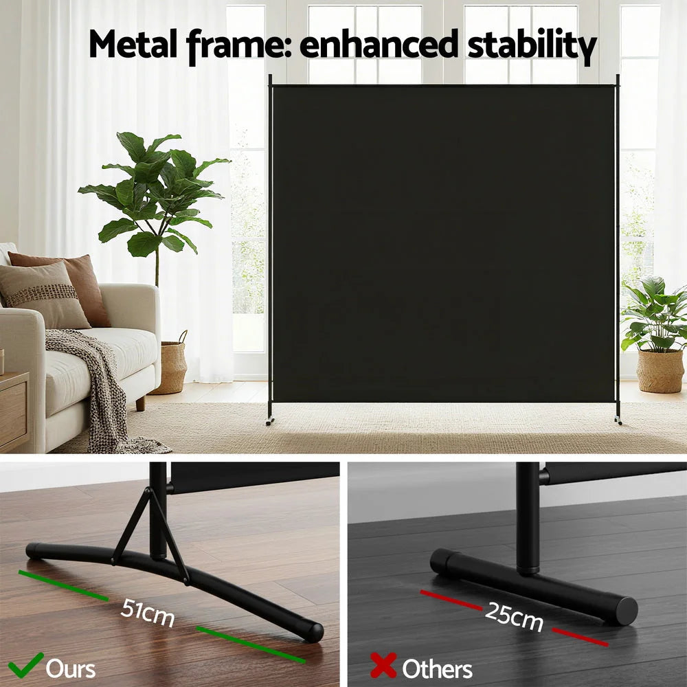Artiss Room Divider Screen 175x180cm Fabric and Fabric Black Bedroom Dividers
