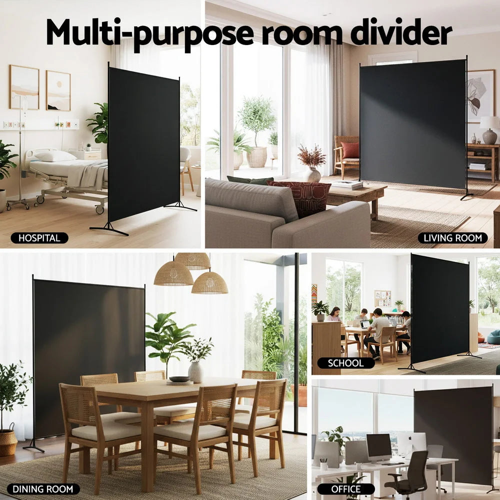 Artiss Room Divider Screen 175x180cm Fabric Black