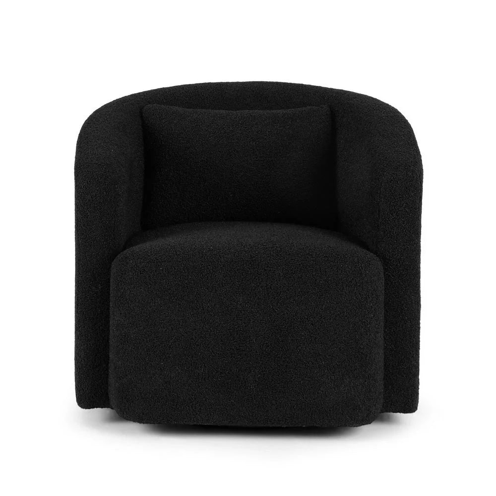 Round swivel armchair with sherpa fleece bar stools