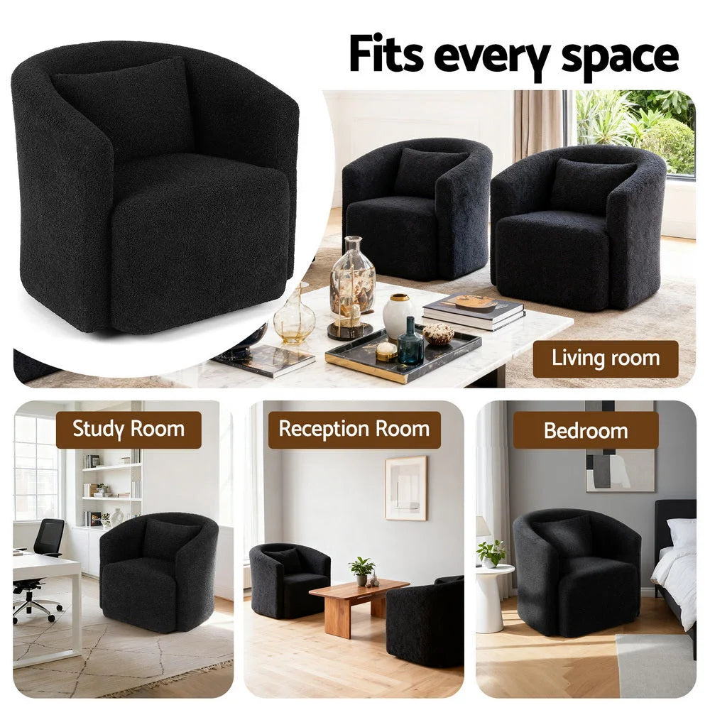Round swivel armchair with seat and backrest