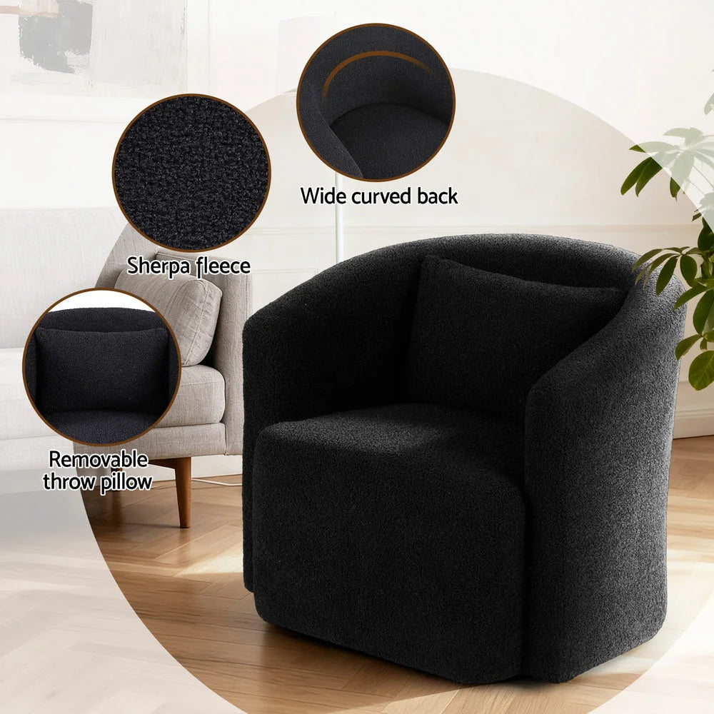 Round swivel armchair with sherpa fleece bar stools chairs