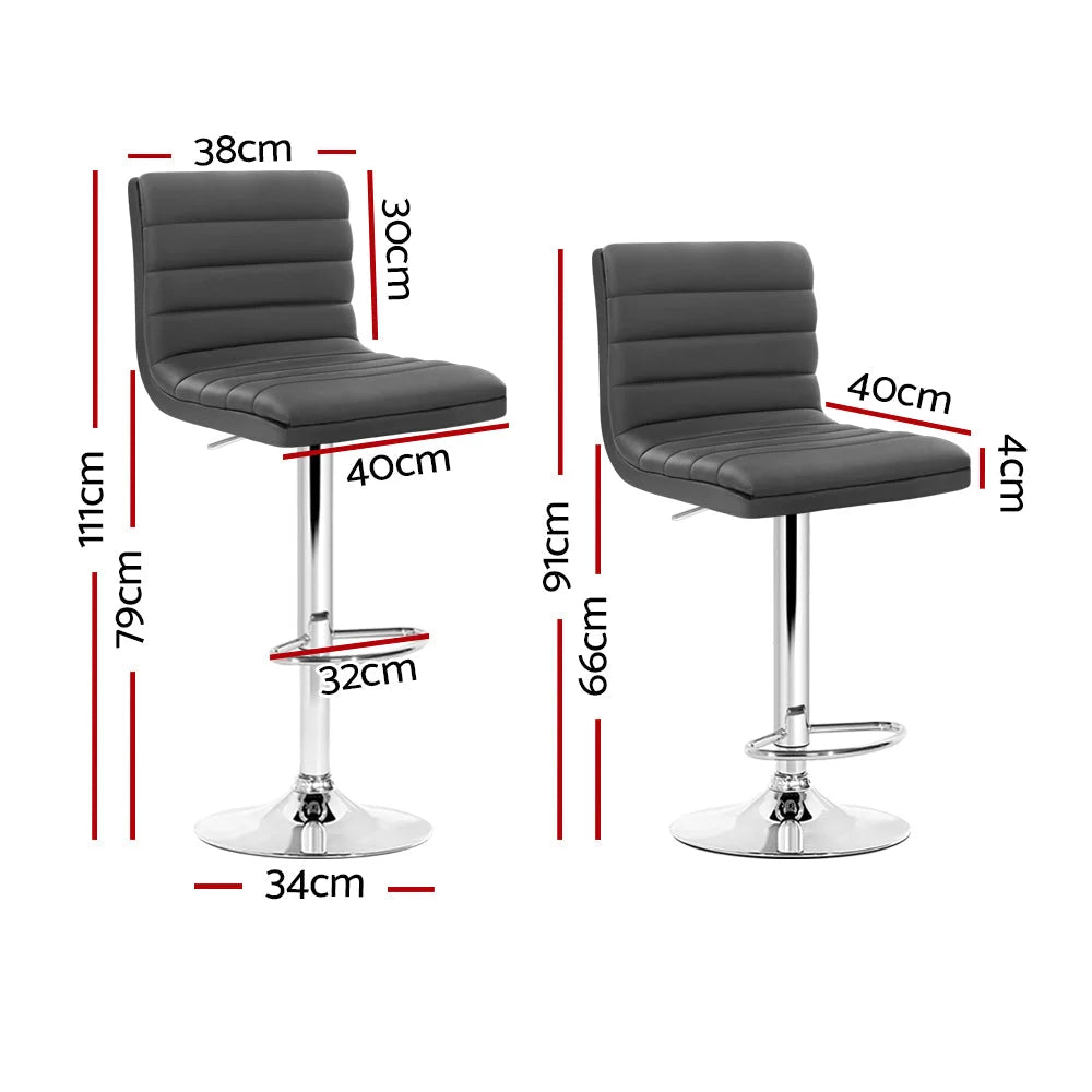 Set of four grey PU leather bar stools
