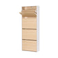 Shoe Rack Cabinet 24 Pairs Adjustable Shelf Pine