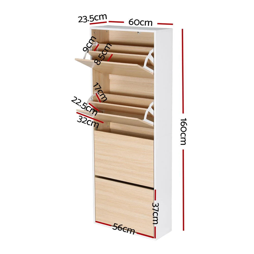 Artiss Shoe Rack Cabinet 24 Pairs Adjustable Shelf Pine shown on the product page