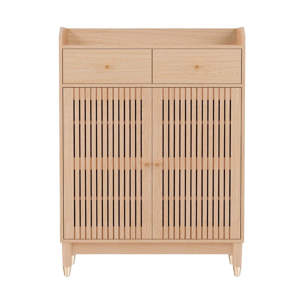 Shoe Rack Cabinet Four Tier 16 Pairs Pine