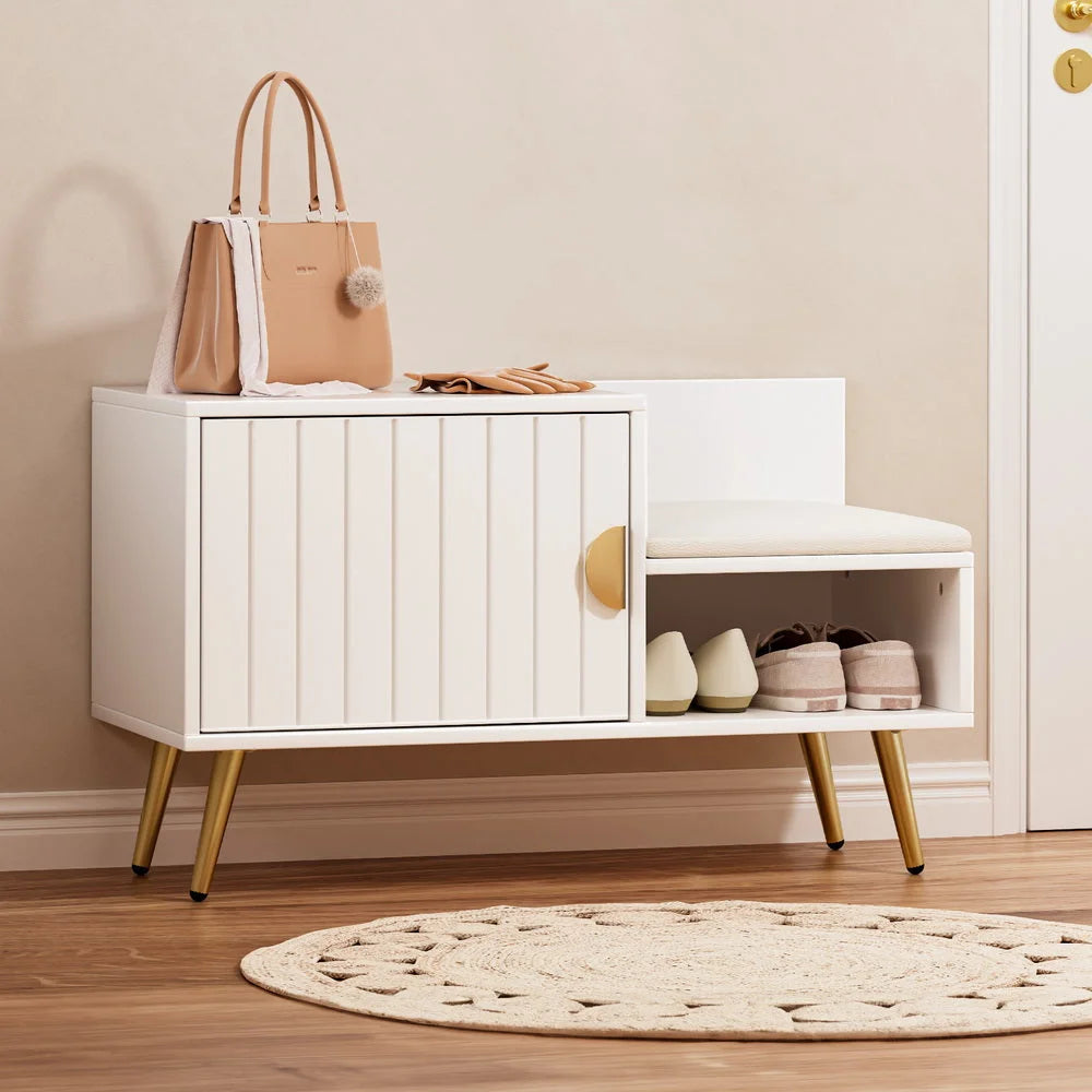 White shoe rack with multi-tier shoe storage frame