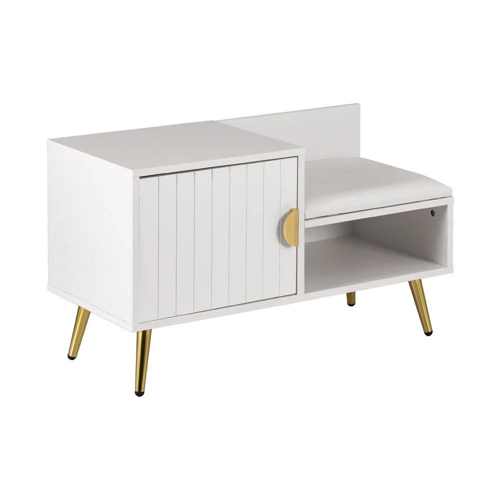 White shoe rack with narrow rack shelves for hallway storage